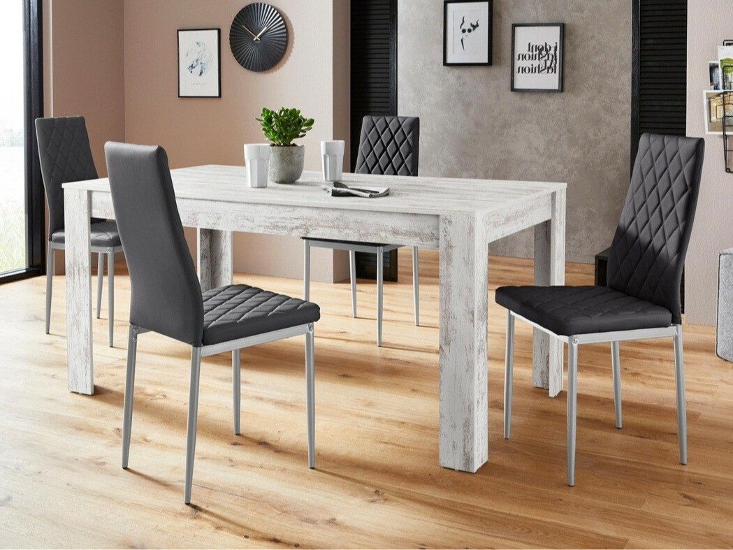 Ēdamistabas komplekts Denton 602 (Melns + Sudraba)