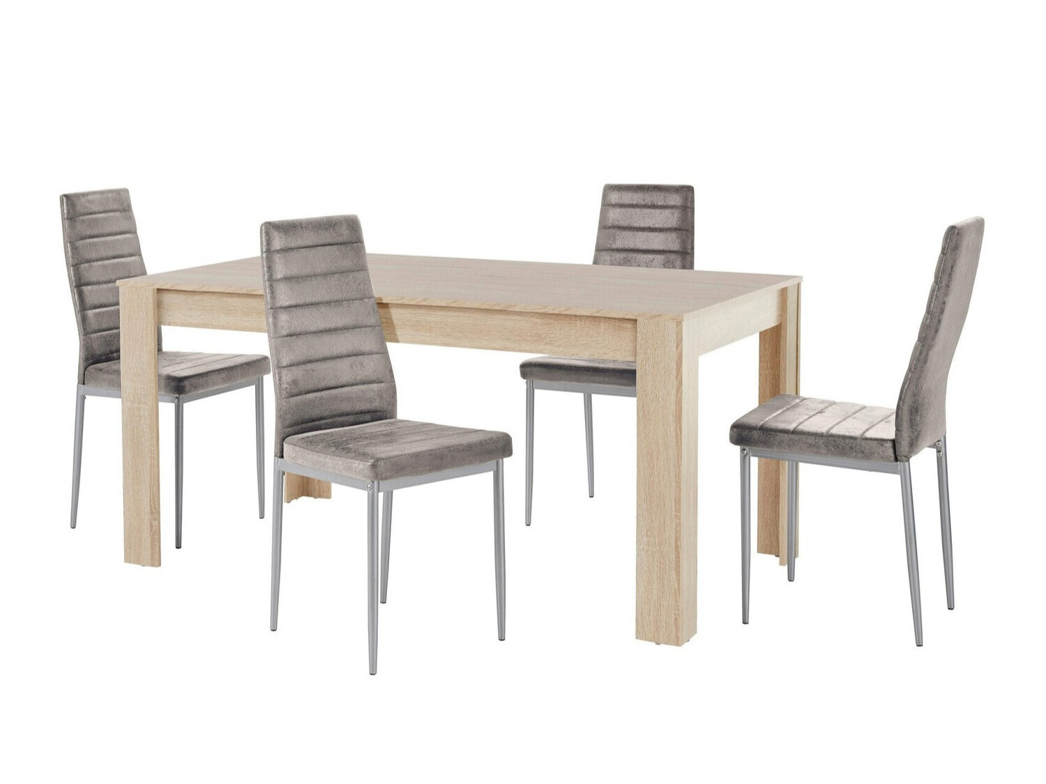 Ēdamistabas komplekts Denton 603 (Sudraba + Gaiši pelēks)