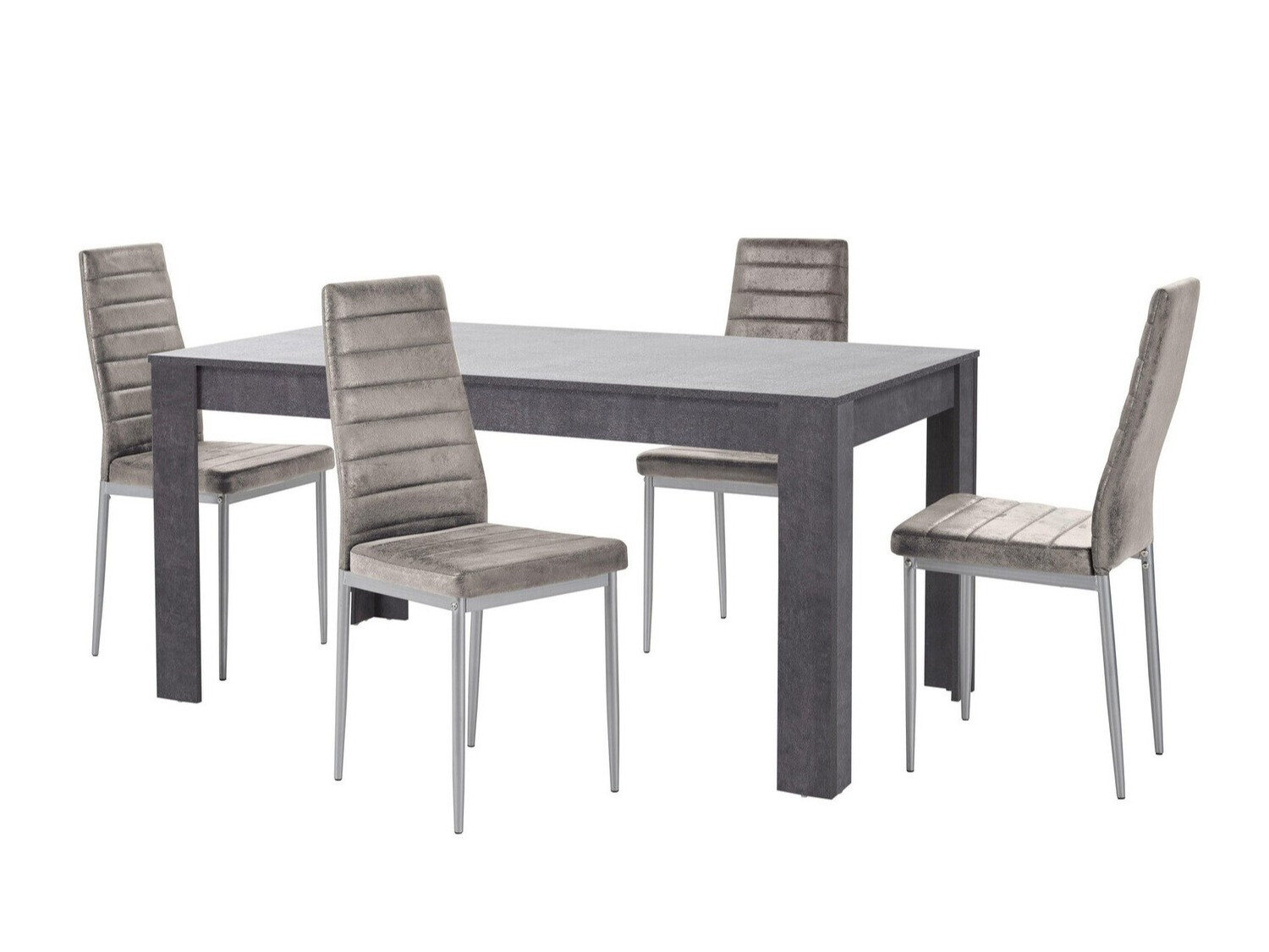 Ēdamistabas komplekts Denton 605 (Sudraba + Gaiši pelēks)