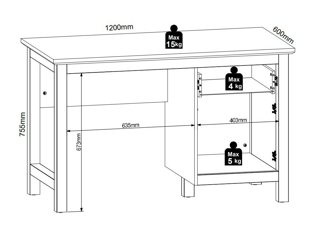 Rakstāmgalds Sordoro 129 (Grafīts + Artisan ozols)