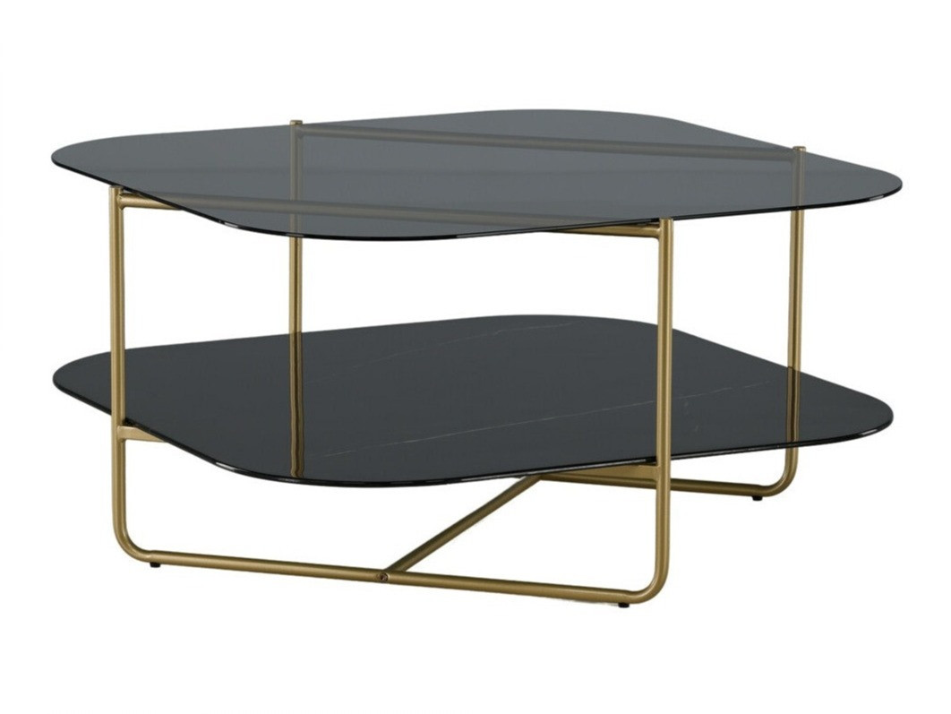 Žurnālu galdiņš Dallas 2956 (Melnais marmors + Misiņš)