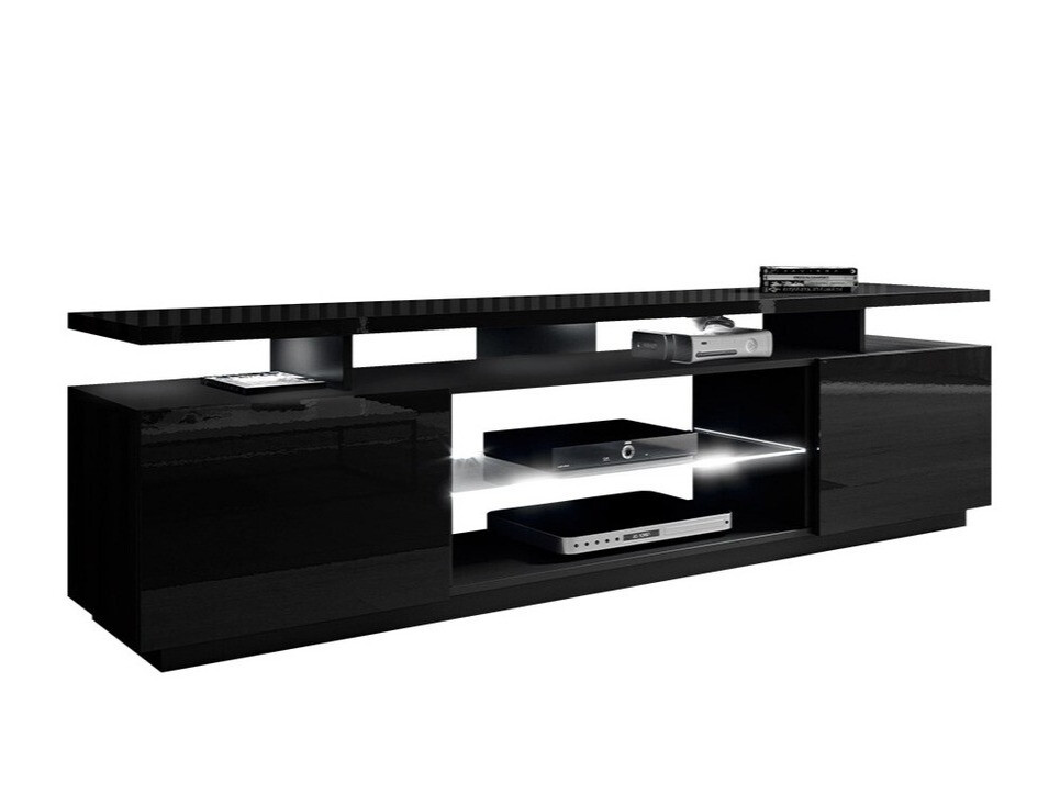 TV galds Figura (Melns + Glancēts melns)