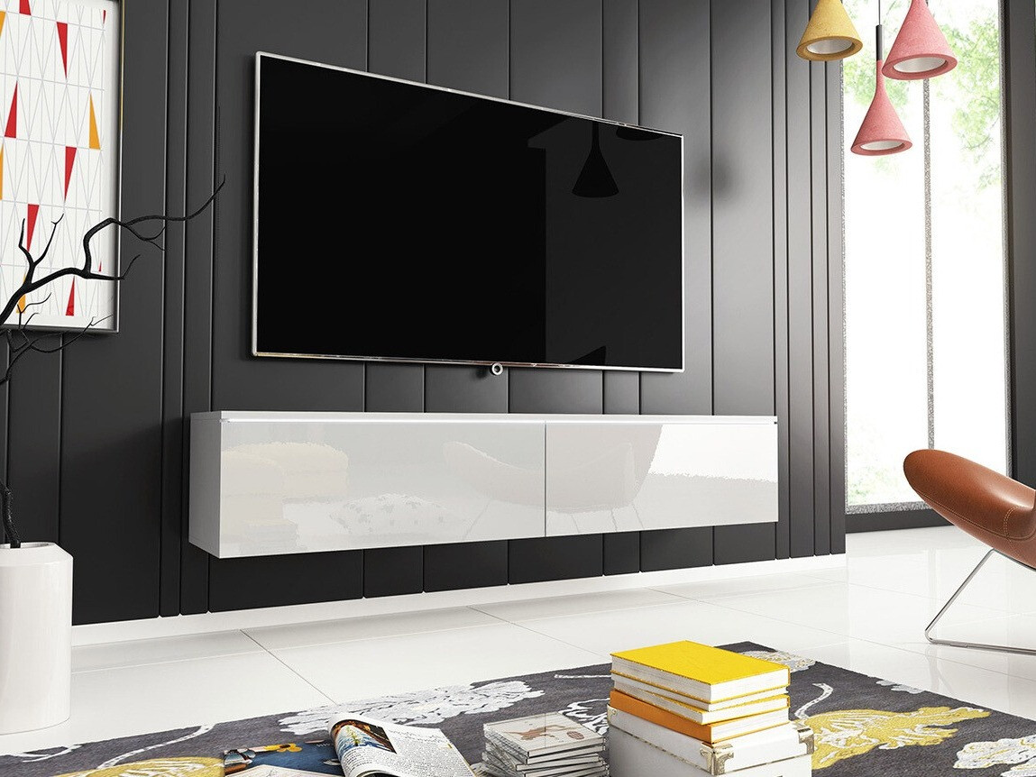 TV galds Scientia (Balts + Glancēts balts)