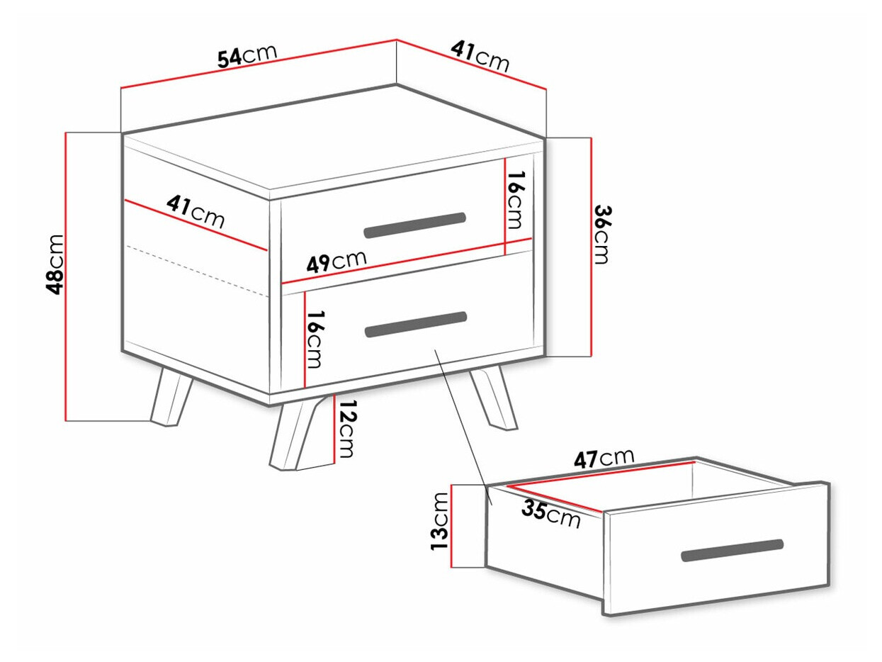 Прикроватная тумбочка Dortivu 119 (Графит + Серебряный)