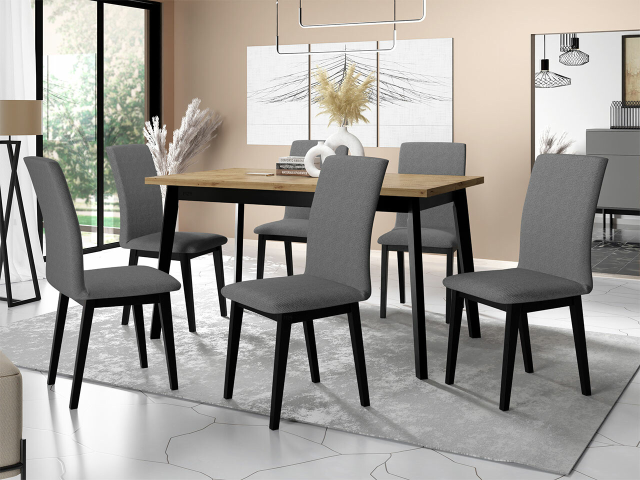 Обеденный гарнитур Victorville 288 (Artisan дуб + Чёрный)