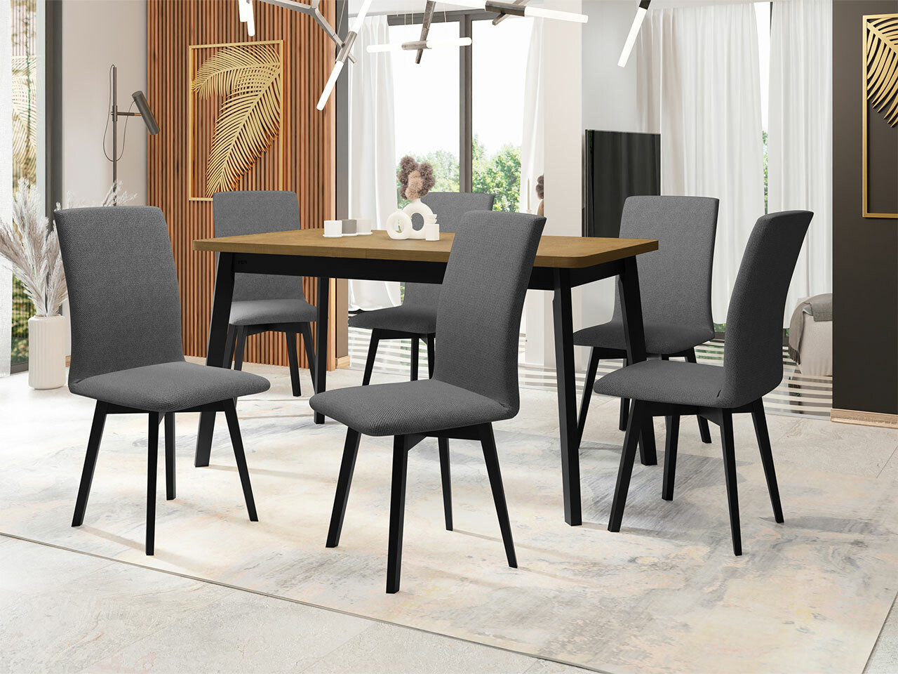 Ēdamistabas komplekts Victorville 292 (Sonomas ozols + Melns)