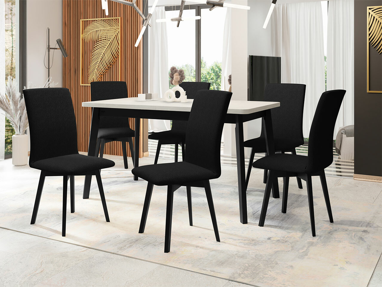 Обеденный гарнитур Victorville 292 (Белый + Чёрный)