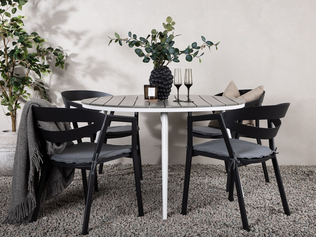 Galds un krēslu komplekts Dallas 4791 (Balts + Pelēks)