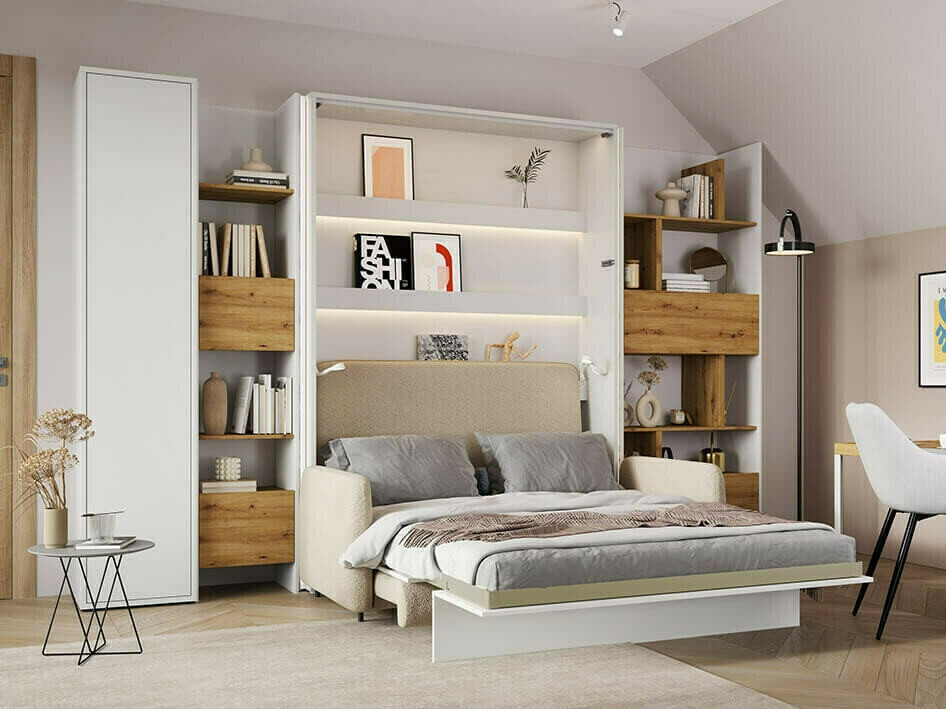 Стеллаж Concept Pro Lenart Levfere 146 (Белый + Artisan дуб)