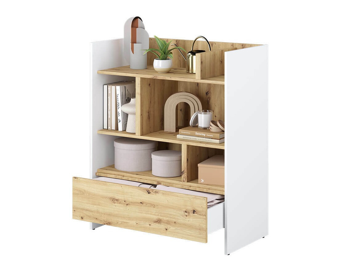 Стеллаж Concept Pro Lenart Levfere 149 (Белый + Artisan дуб)