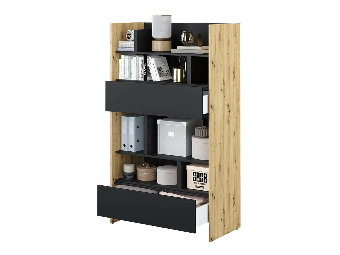 Стеллаж Concept Pro Lenart Levfere 151 (Artisan дуб + Чёрный)