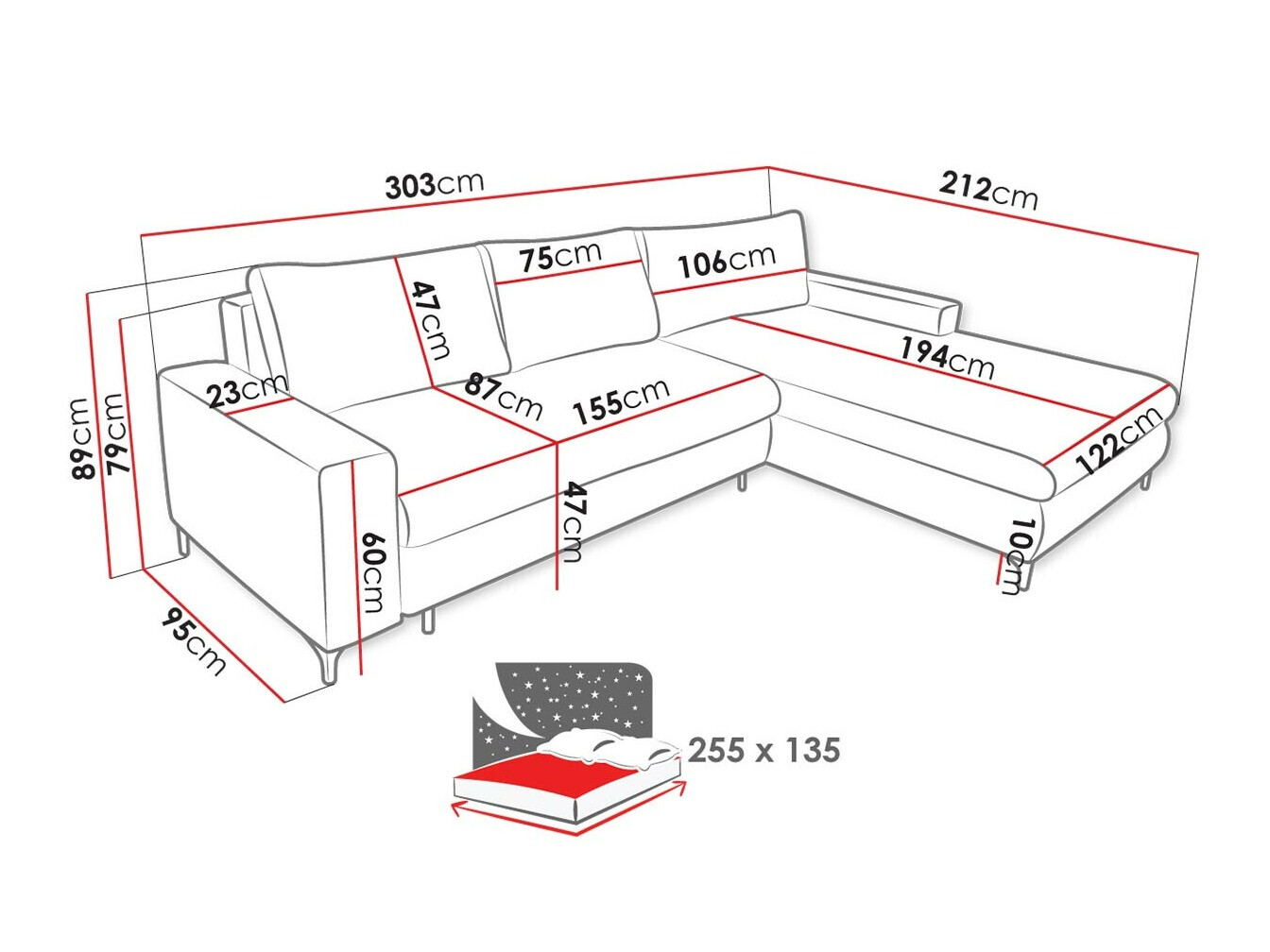Stūra dīvāns Lincoln 175 (Barrel 48)
