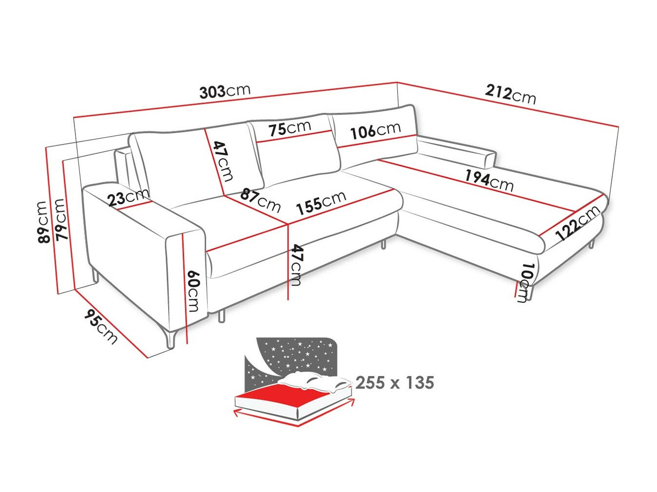 Stūra dīvāns Lincoln 175 (Barrel 83)