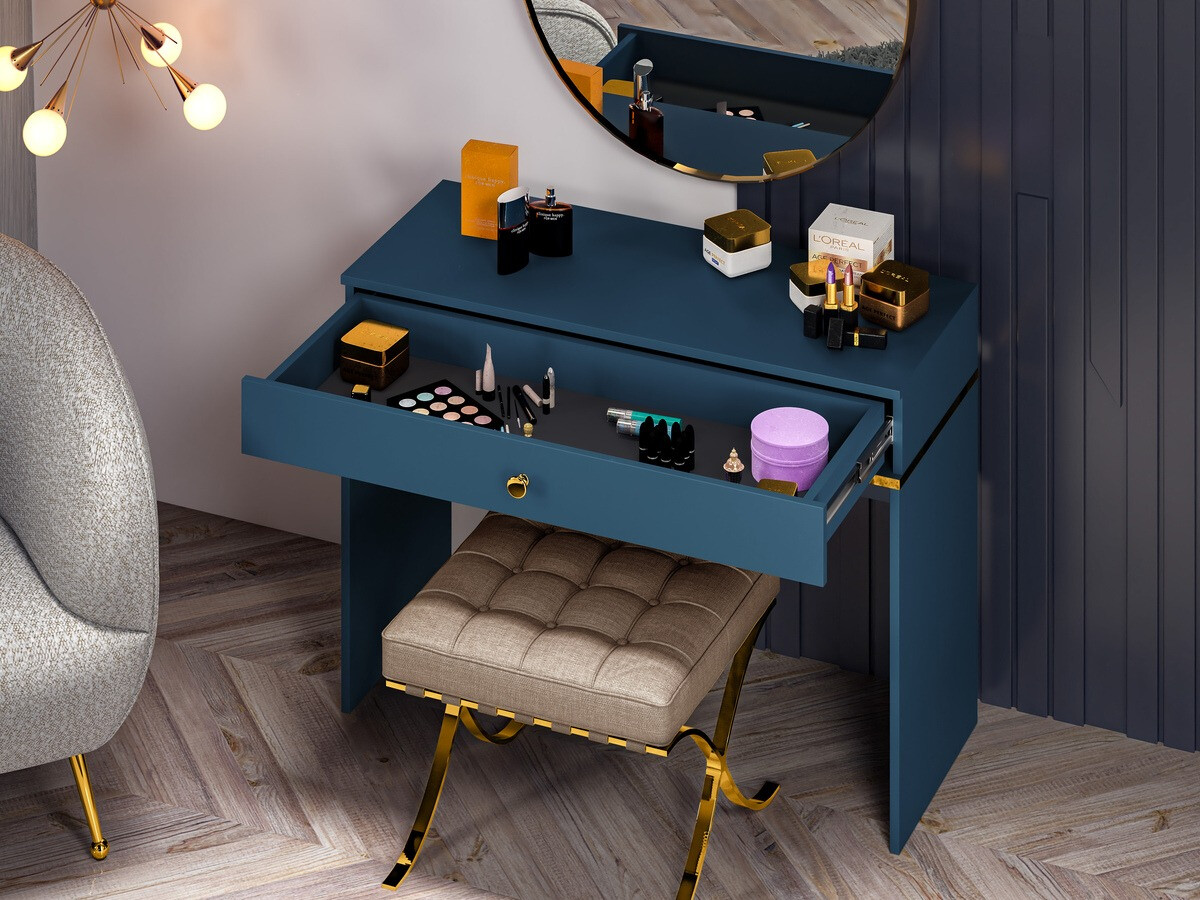 Макияжный столик Flonovu 108 (Темно-синий + Золотой)