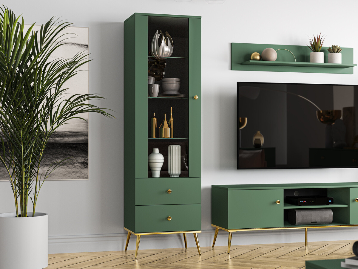 Стеллаж Flonovu 100 (Темно-зеленый + Золотой)