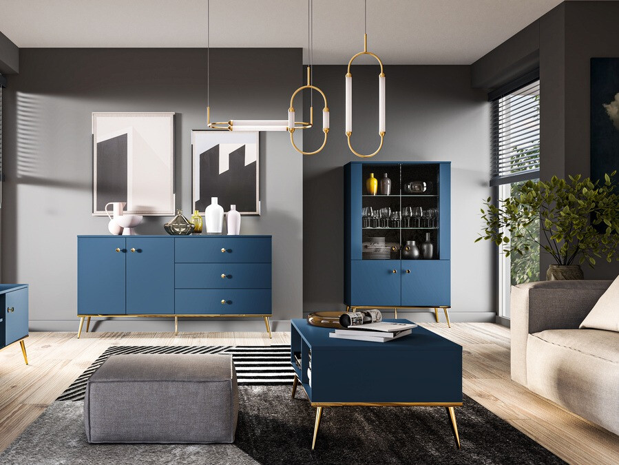 Стеллаж Flonovu 101 (Темно-синий + Золотой)