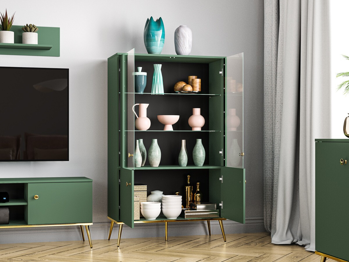 Стеллаж Flonovu 101 (Темно-зеленый + Золотой)