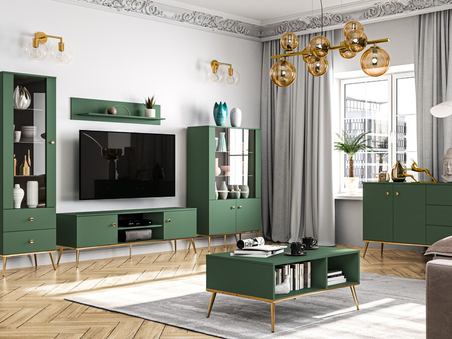 Žurnālu galdiņš Flonovu 106 (Tumši zaļš + Zelta)