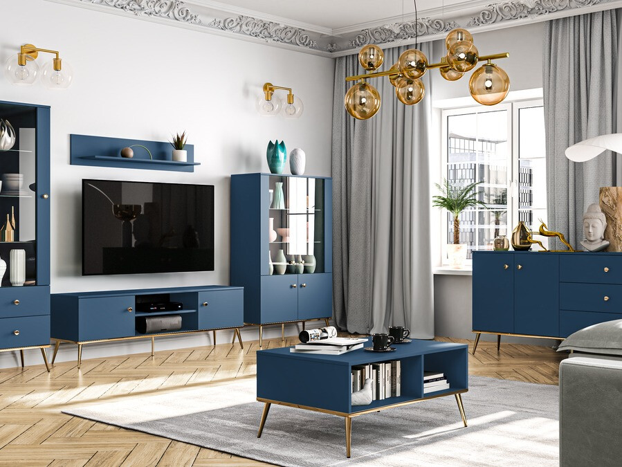 Žurnālu galdiņš Flonovu 106 (Tumši zils + Zelta)