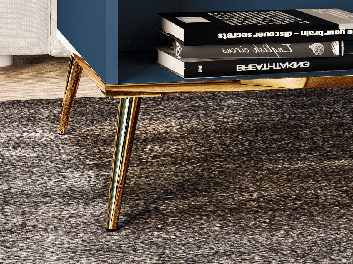 Žurnālu galdiņš Flonovu 106 (Tumši zils + Zelta)