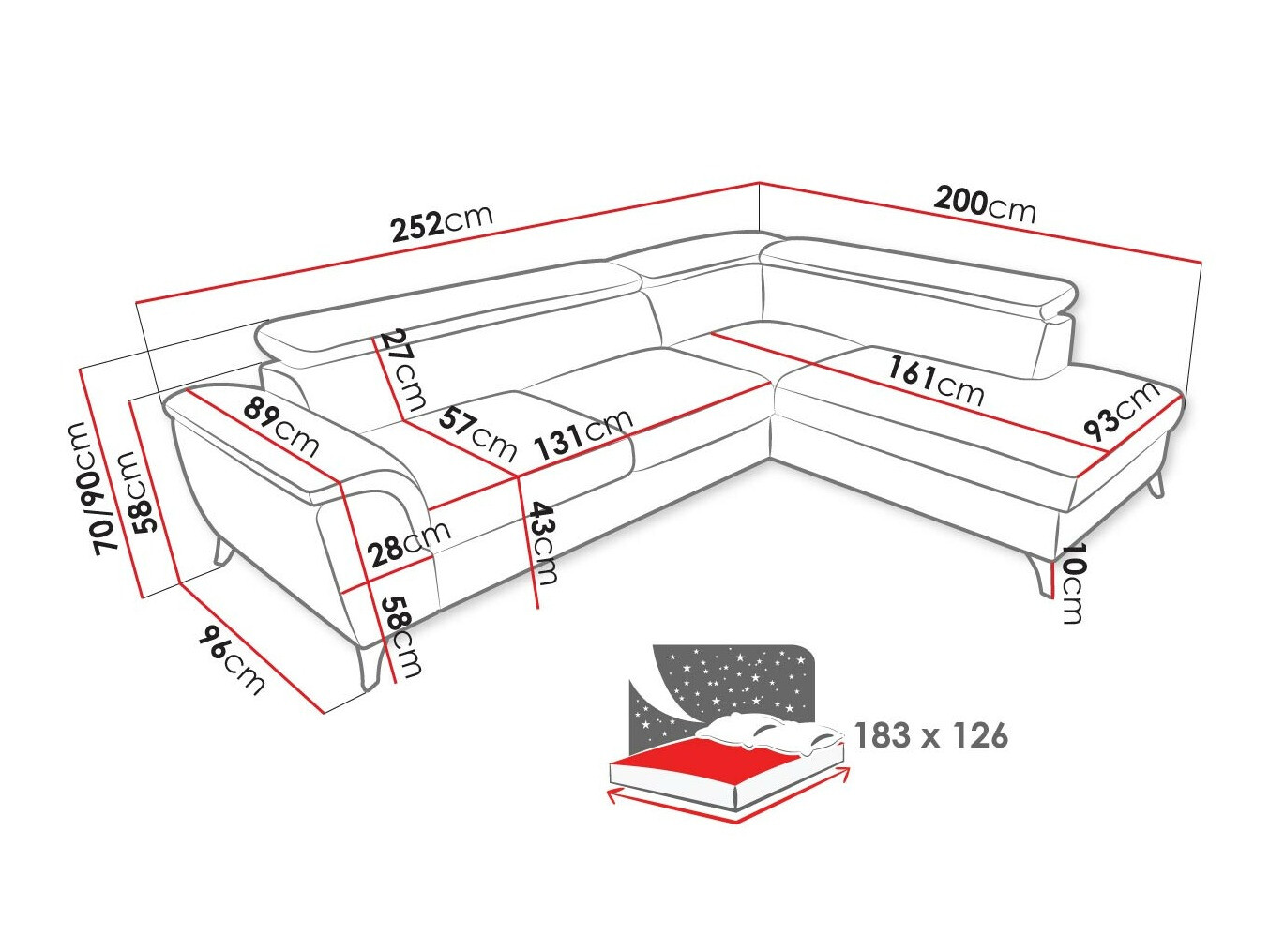 Stūra dīvāns Lincoln 178 (Zetta 305)