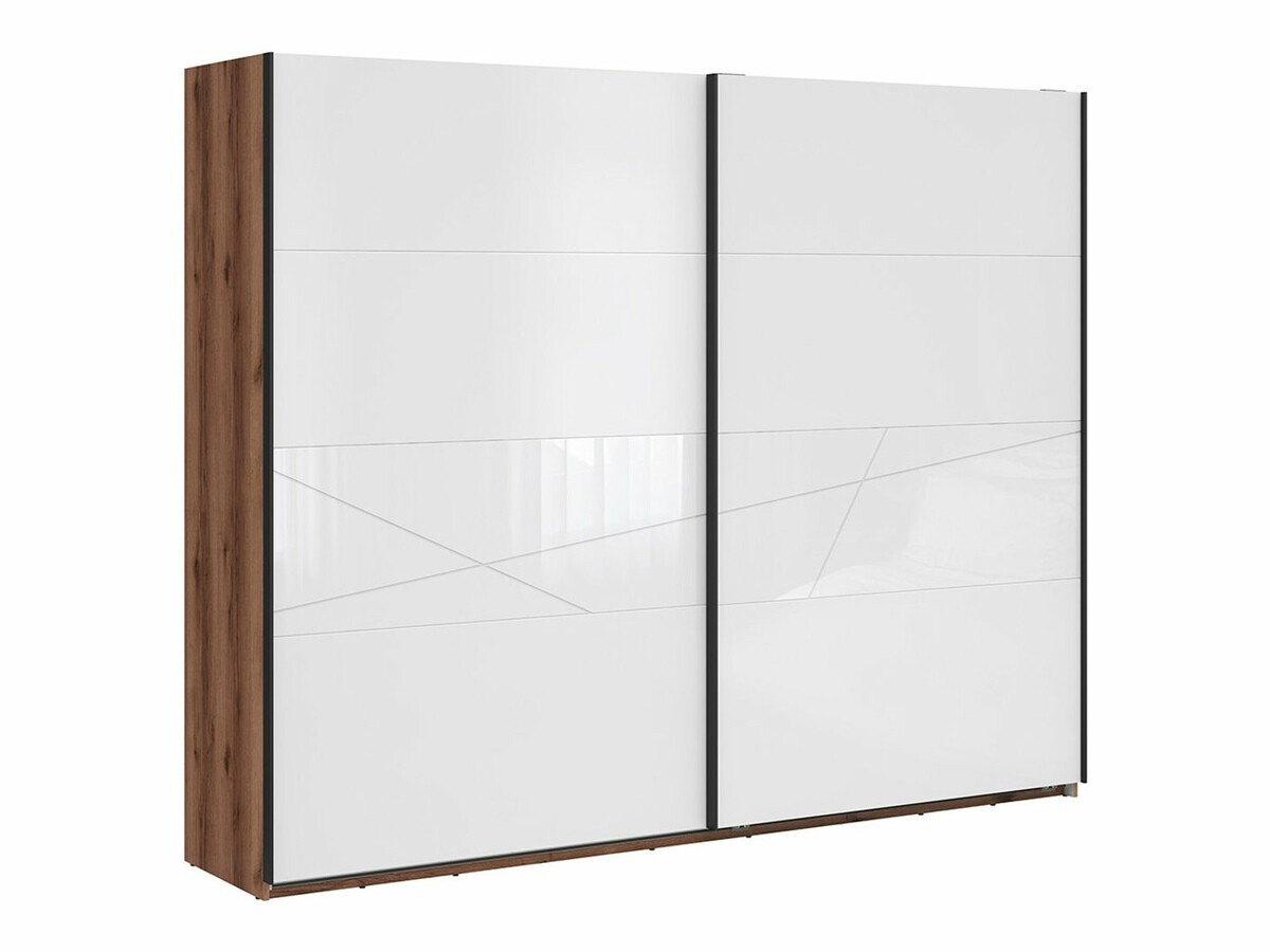 Skapis Fivale 124 (Tumšs delano ozols + Glancēts balts)