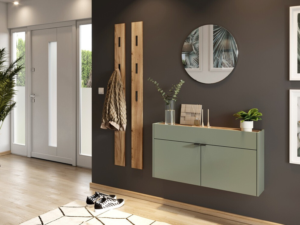 Apavu plaukts Cirsale 102 (Putekļaini zaļa + Navarra ozols)