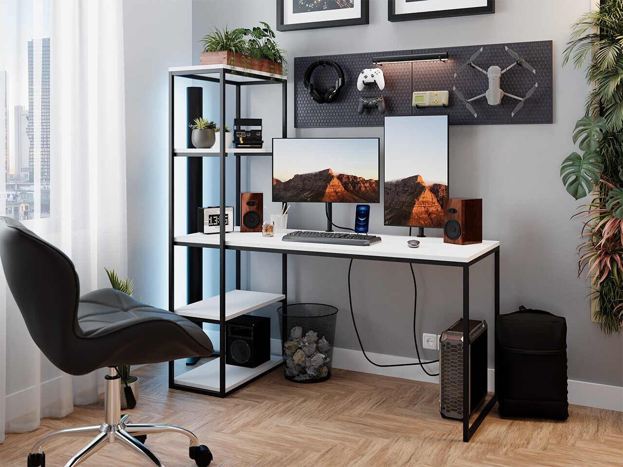 Письменный cтол Oswego 107 (Белый + Чёрный)