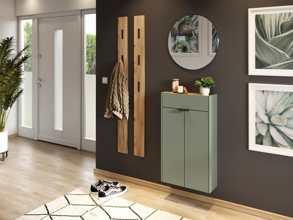 Полка для обуви Cirsale 101 (Пыльно-зеленый + Navarra дуб)