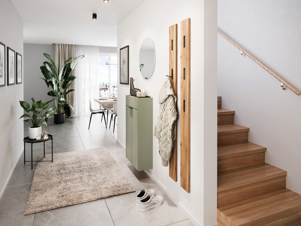 Полка для обуви Cirsale 101 (Пыльно-зеленый + Navarra дуб)