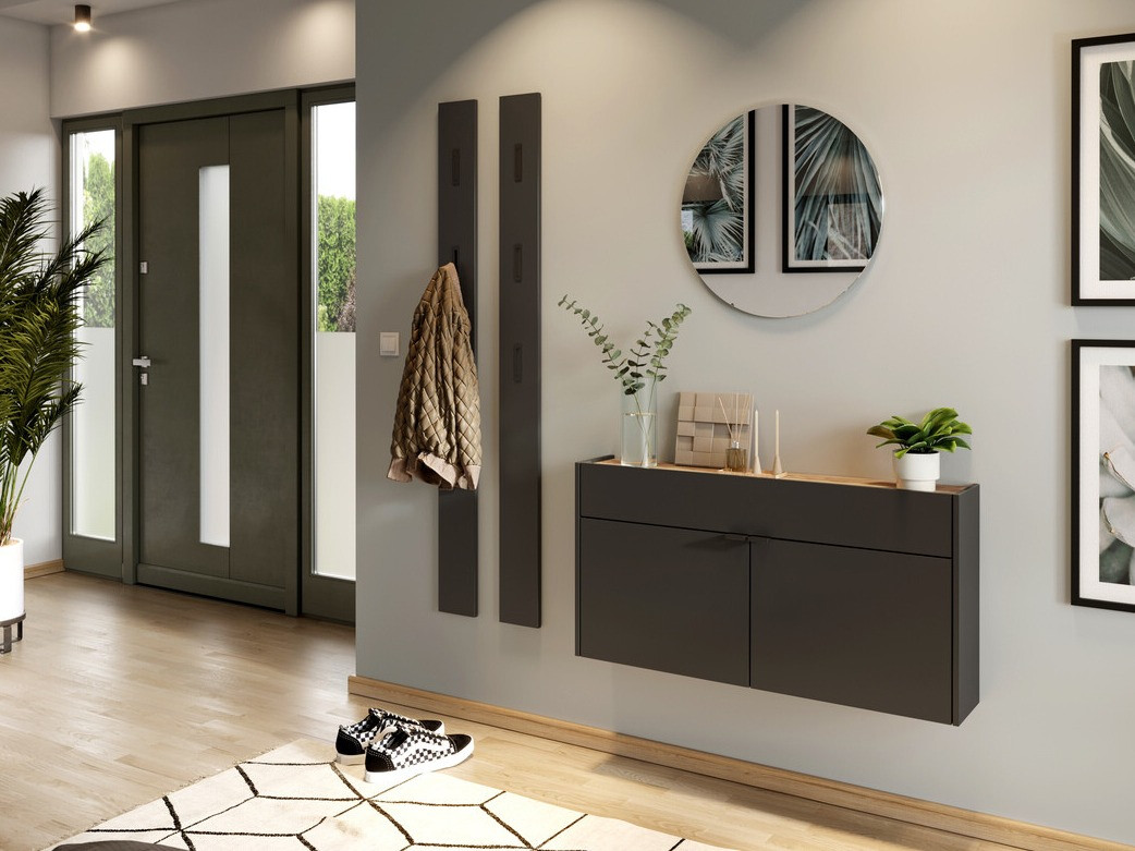 Полка для обуви Cirsale 102 (Графит + Navarra дуб)