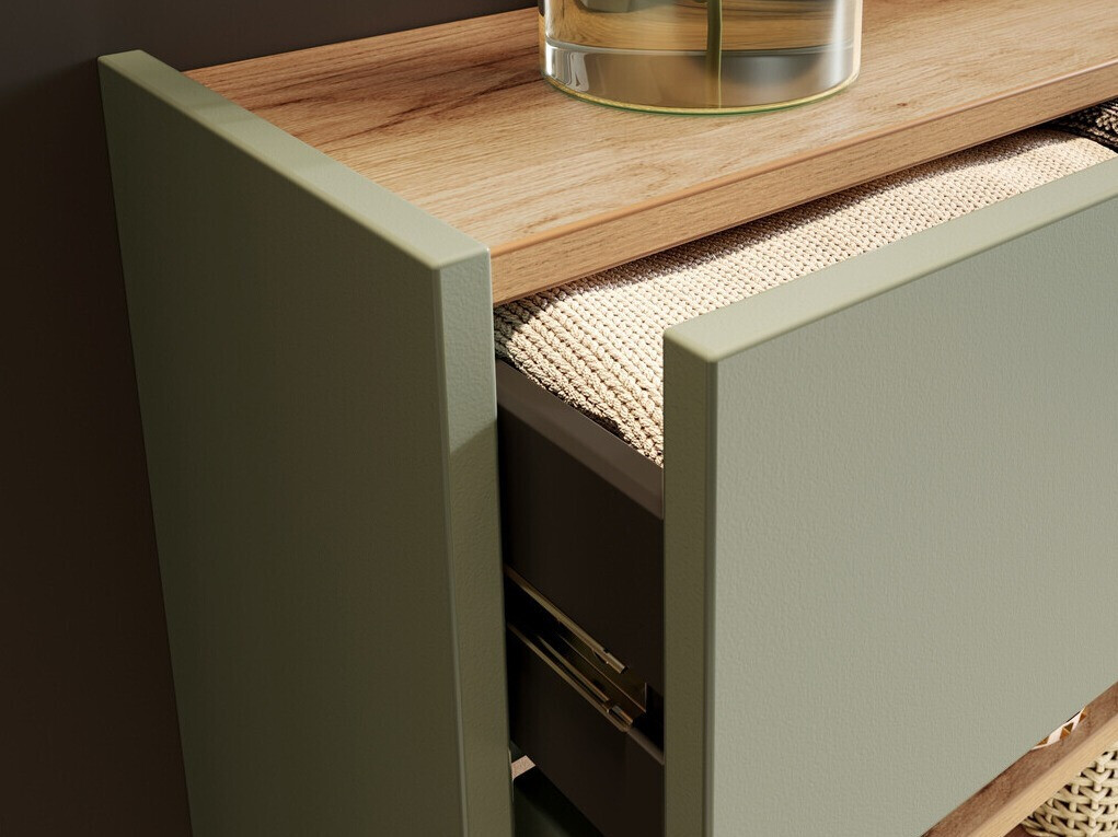 Полка для обуви Cirsale 102 (Пыльно-зеленый + Navarra дуб)