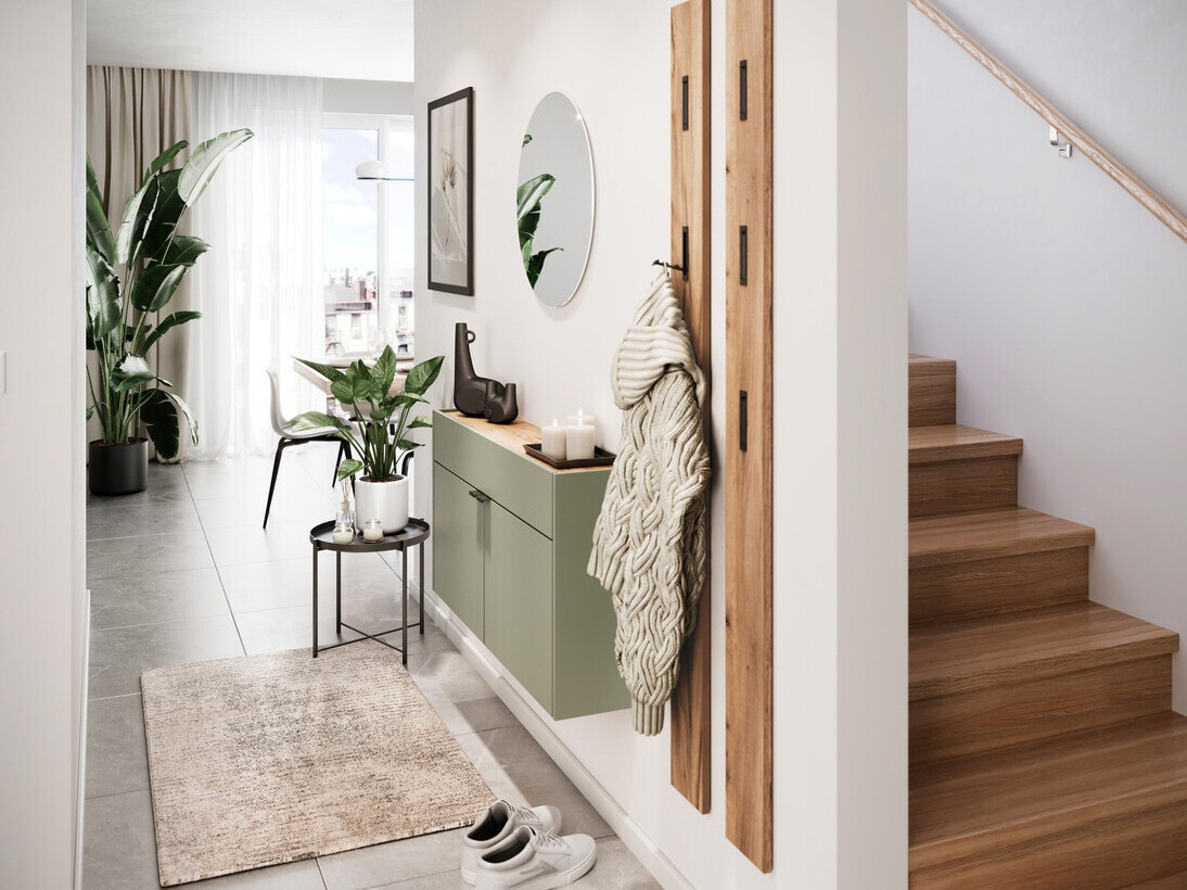 Полка для обуви Cirsale 102 (Пыльно-зеленый + Navarra дуб)