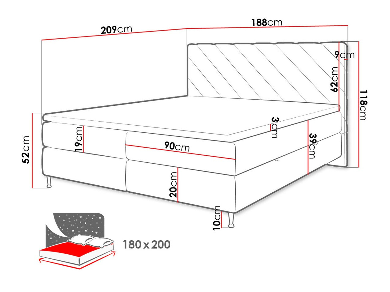 Континентальная кровать ComfiDream 176 (Fresh 11)