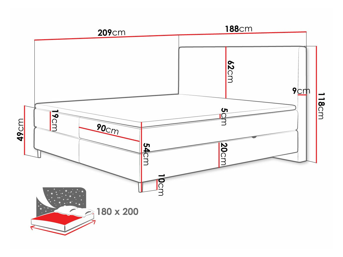 Kontinentālā gulta ComfiDream 177 (Poso 05 + Kronos 05)