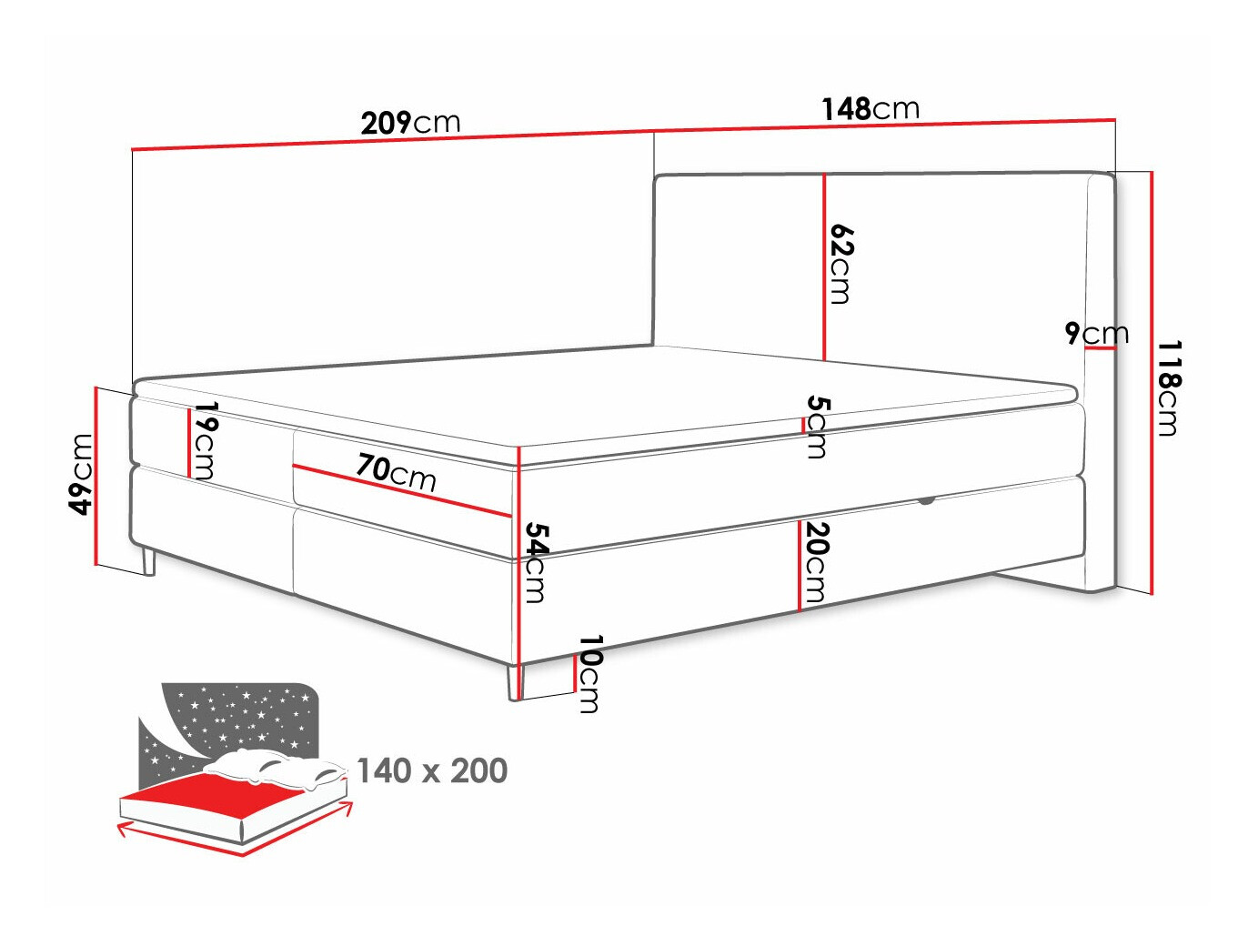 Kontinentālā gulta ComfiDream Miraara (Poso 100 + Paros 01)