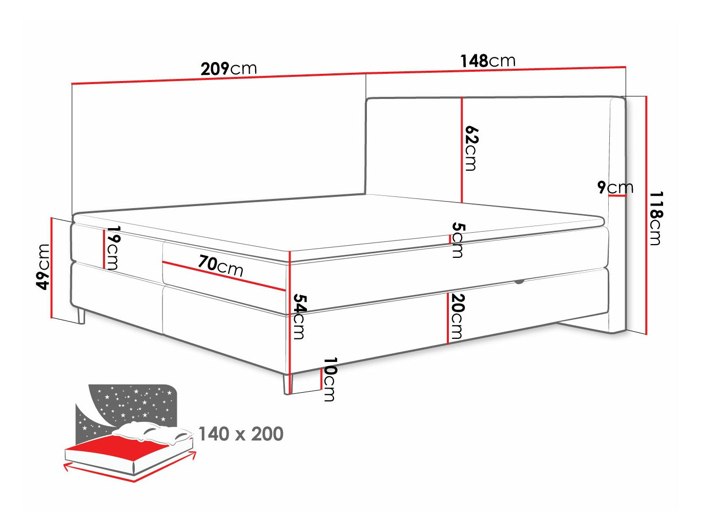 Континентальная кровать ComfiDream 177 (Poso 05 + Kronos 05)
