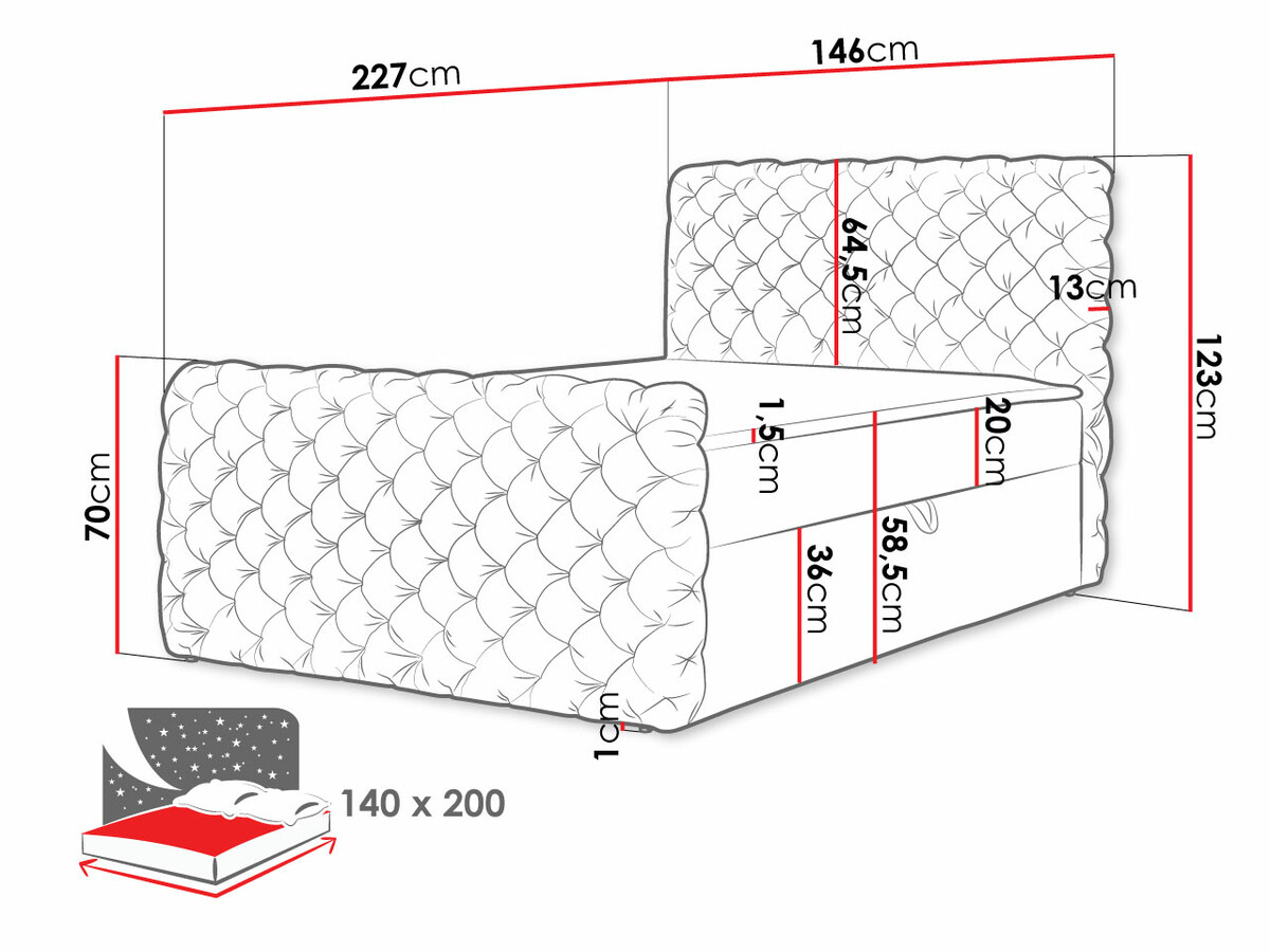Континентальная кровать Baltimore 186 (Velluto 20)