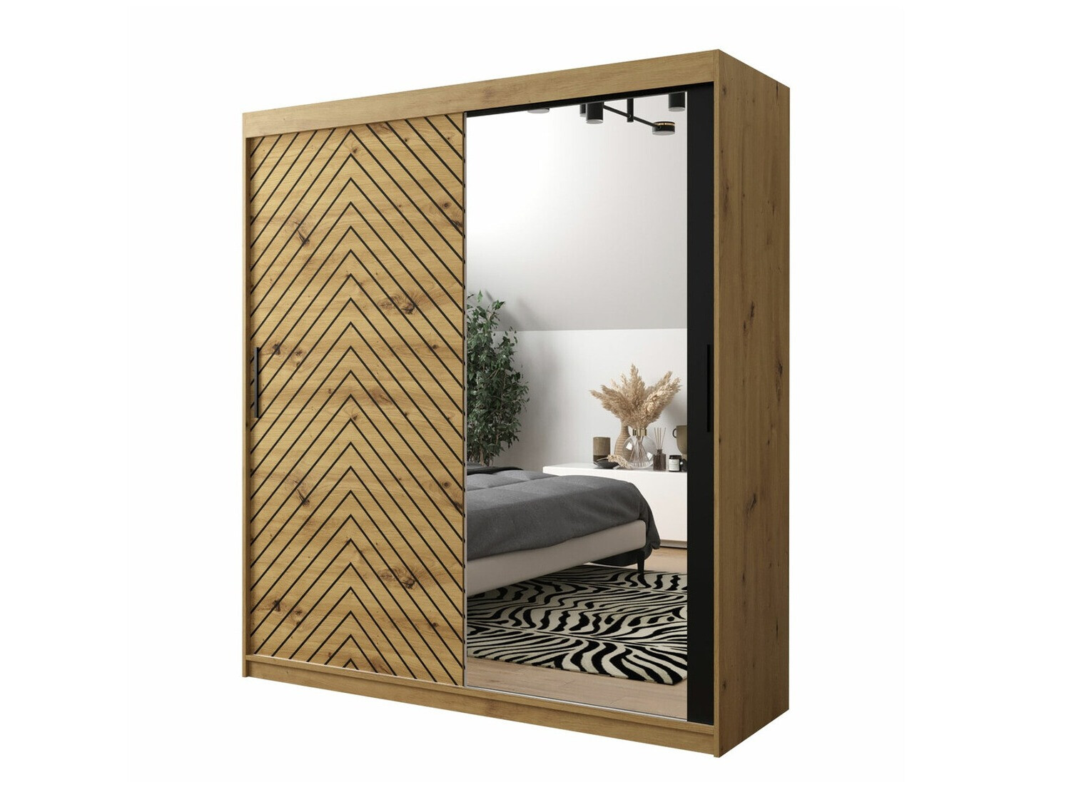 Skapis Hartford 313 (Artisan ozols + Melns)