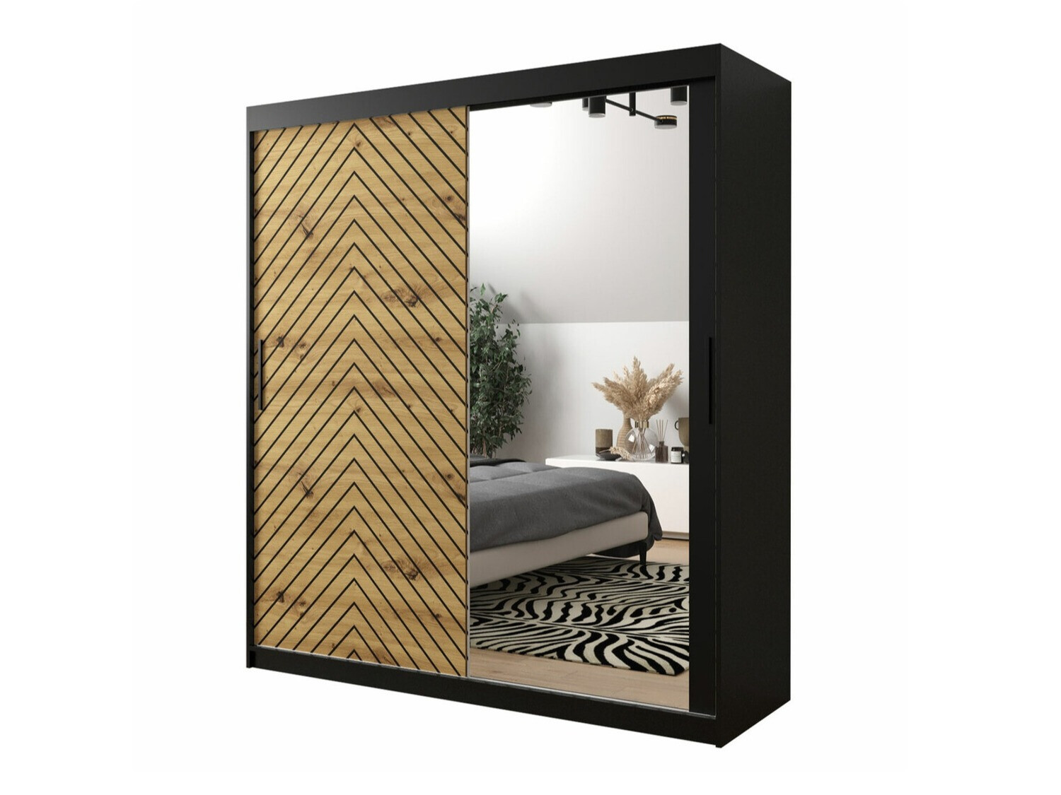 Skapis Hartford 313 (Melns + Artisan ozols)