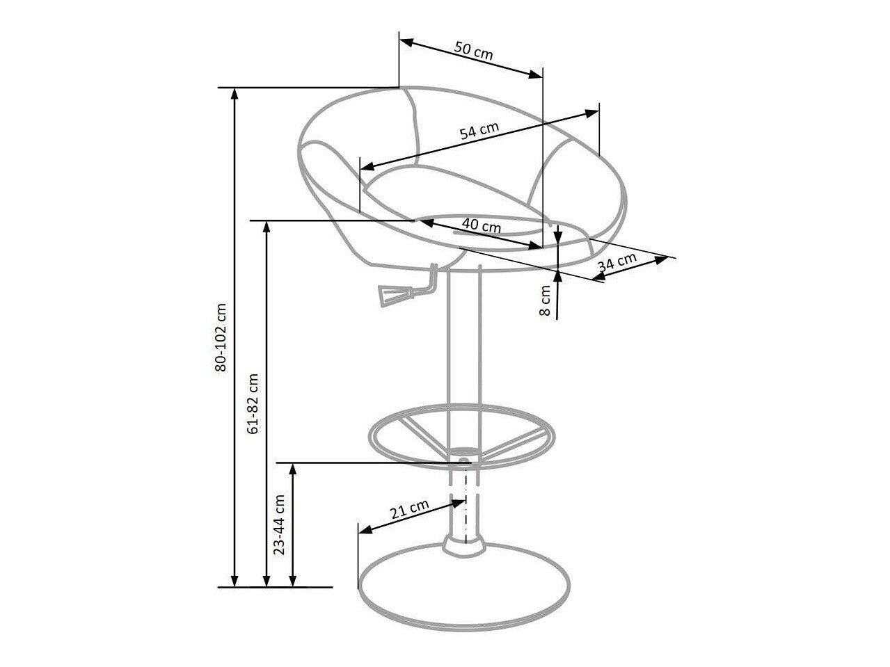 Низкий барный стул Houston 452 (Серый)