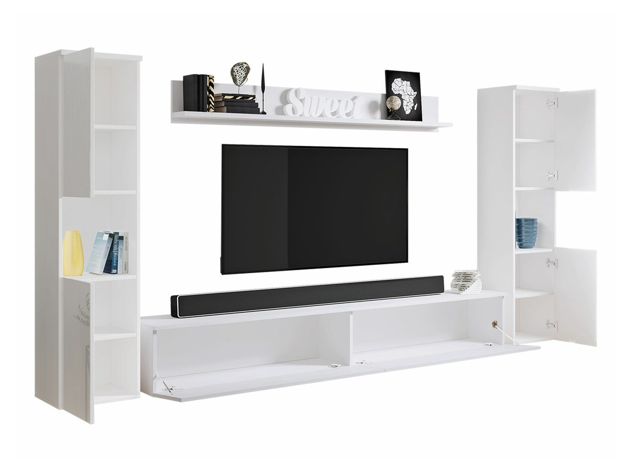 Viesistabas komplekts Sarasota 131 (Tumši pelēks + Glancēts balts)