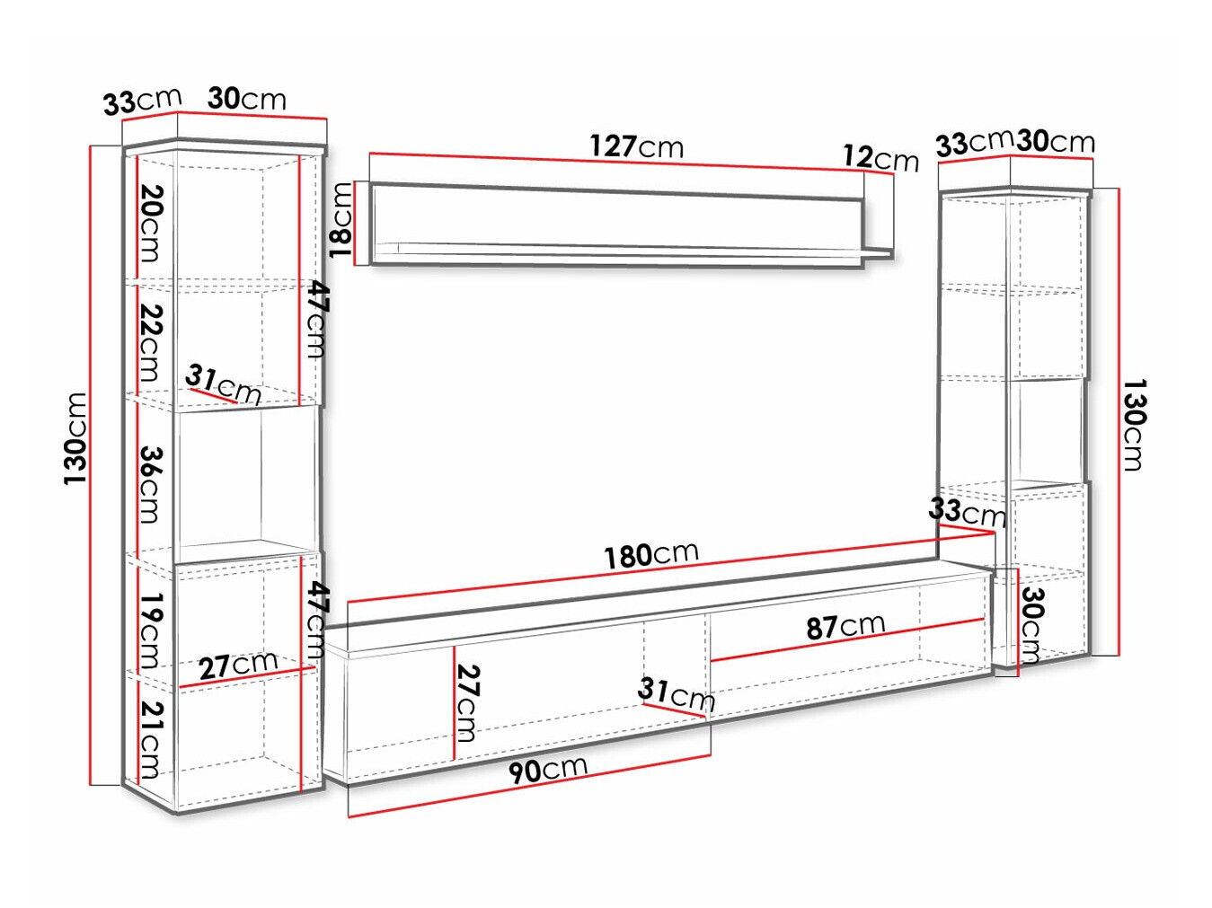 Viesistabas komplekts Sarasota 131 (Tumši pelēks + Glancēts balts)