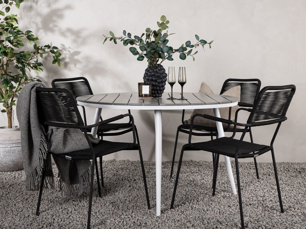 Galds un krēslu komplekts Dallas 3924 (Balts + Pelēks)