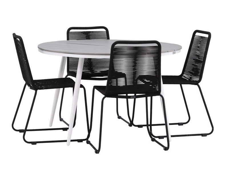 Galds un krēslu komplekts Dallas 3925 (Balts + Pelēks)