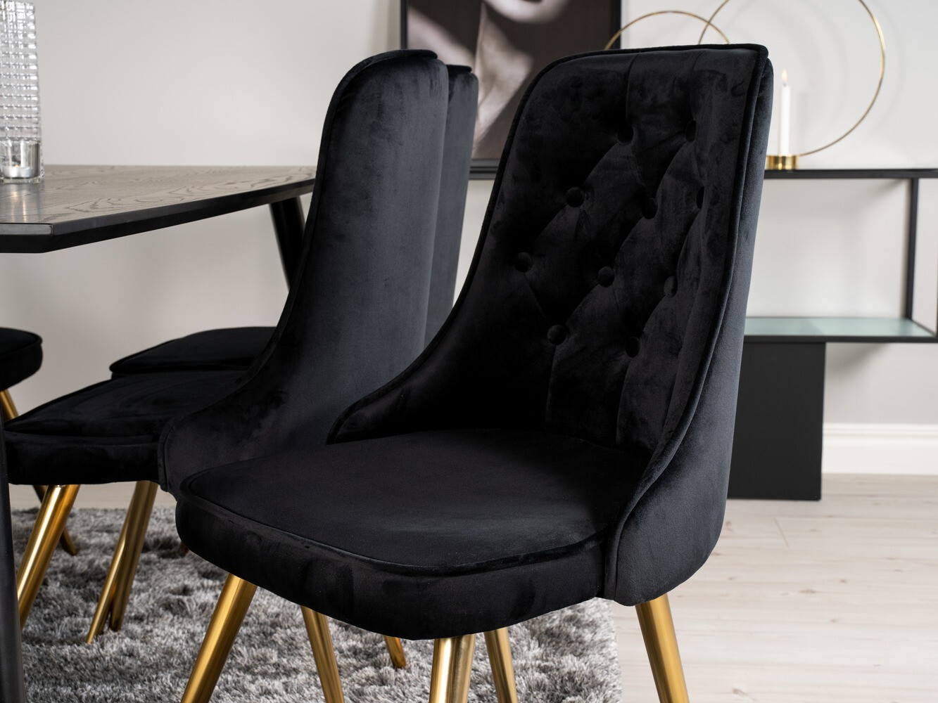 Ēdamistabas komplekts Dallas 1256 (Melns + Zelta)