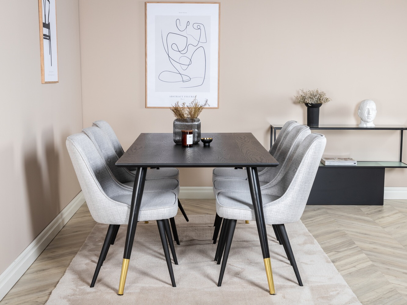 Ēdamistabas komplekts Dallas 1256 (Pelēks + Melns)