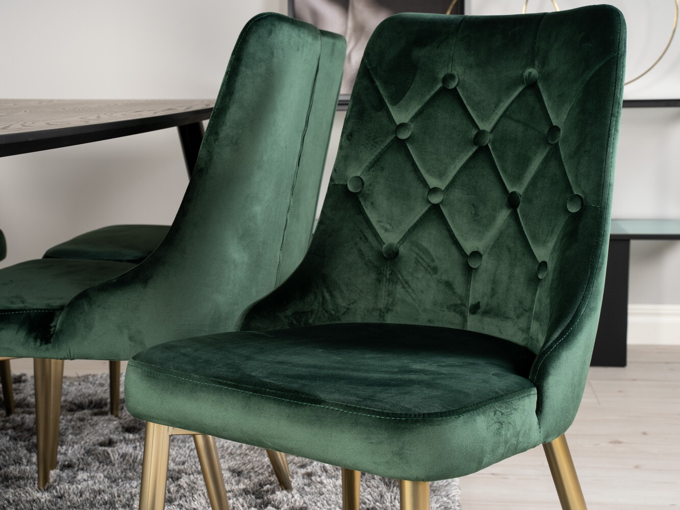 Ēdamistabas komplekts Dallas 1256 (Zaļš + Zelta)