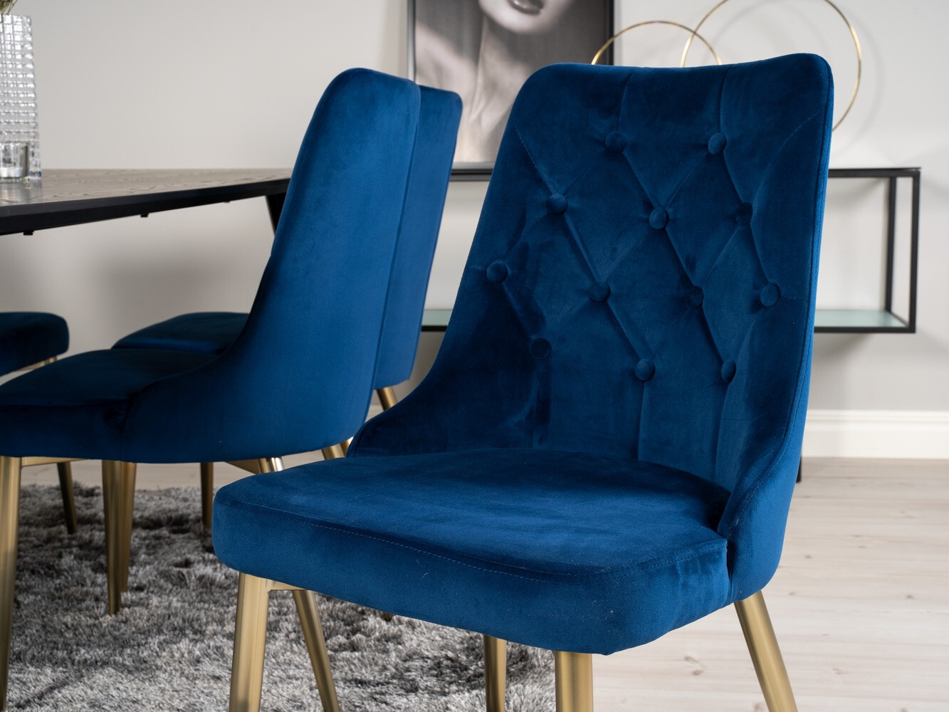 Ēdamistabas komplekts Dallas 1256 (Zils + Zelta)