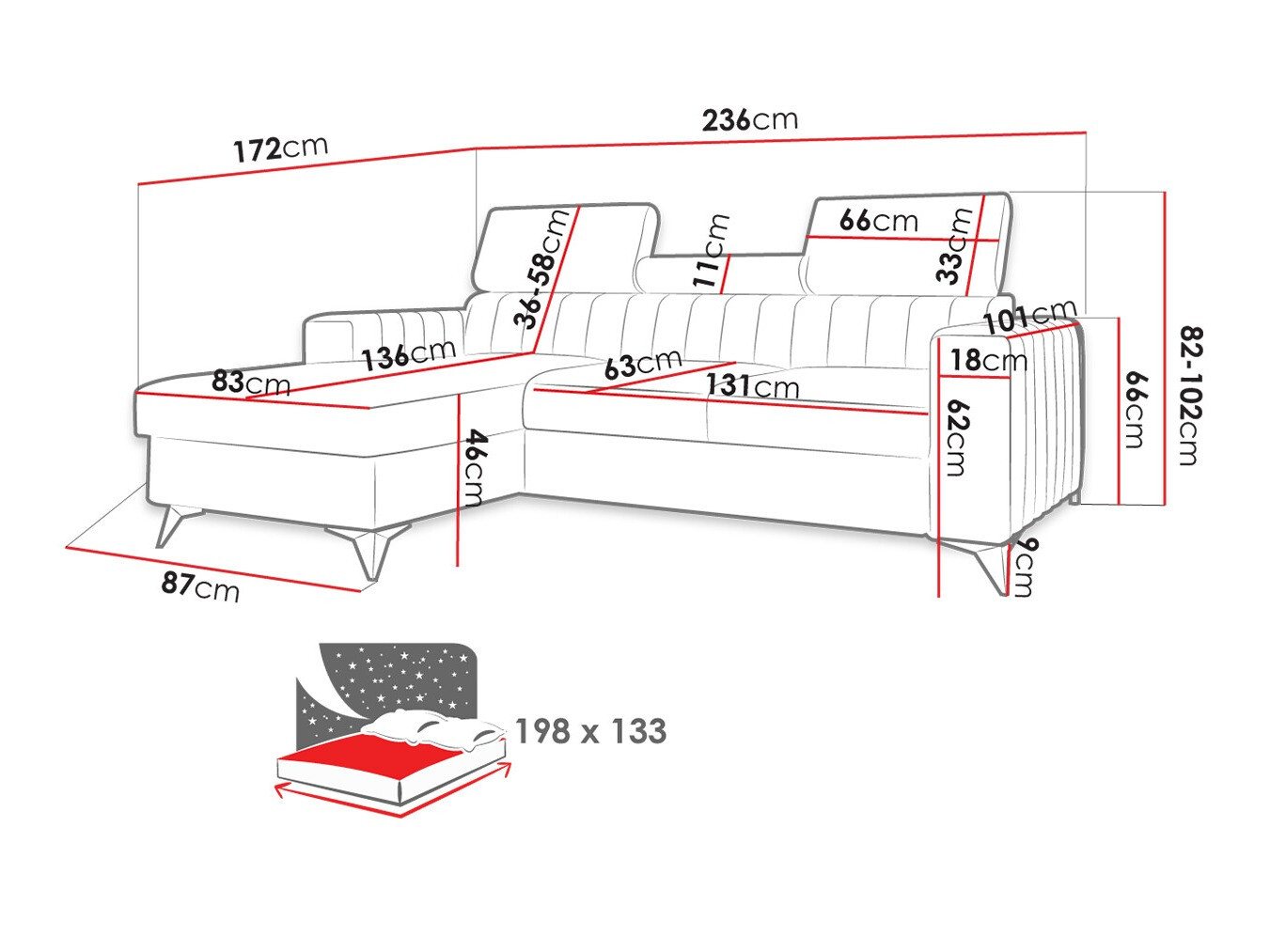 Stūra dīvāns Columbus 191 (Poso 02)